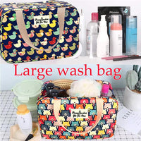 1 x RAW Customer Returns Toiletry Bag for Women Portable Cosmetic Bag Large Toiletries Organizer Wash Bag Kit Girls Makeup Travel Pouch Cosmetic Bag Floral, Duck - RRP €32.4