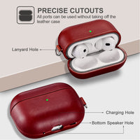 1 x RAW Customer Returns Leather Case for AirPods Pro 2 2022, ICARERFAMILY Premium Genuine Leather Shockproof Protective Case for AirPods Pro 2 Headphones Charging Case with Hole LED Visible Support Wireless Charger-Red - RRP €26.21