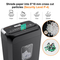 1 x RAW Customer Returns Bonsaii Shredder Paper Shredder, 6 Sheets Cross Cut Paper Shredder for Home and Small Offices, P-4 Shredder for Paper and Credit Cards, Portable Handle Design with 13L Waste Paper Basket C237-B  - RRP €30.24