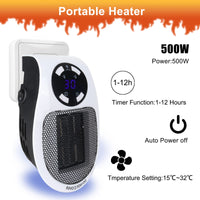 1 x RAW Customer Returns Fan Heater Energy Saving 500W, Mini Fan Heater Socket, Instant Heater Experiences, Power Upgrade PTC Ceramic Heater, 3 Modes Safe, Energy Saving, Room Thermostat for Room Bathroom - RRP €32.39