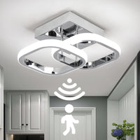 1 x RAW Customer Returns EIDEARAY LED ceiling light with motion detector indoor, 22W cold white 6000K ceiling lamp, 24 20 9CM sensor lamp, suitable for hallways, garages, bathrooms, basements, carports, stairwells silver  - RRP €26.38