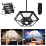 1 x RAW Customer Returns AGPTEK Solar Lamps, Solar Lights for Outdoor Indoor Use, 1400LM 180LED 6-Leaf Solar Lights with Remote Control, Motion Sensor, Solar Hanging Lamps, 5 Modes, IP65 Waterproof, for Garden, Garage, Balcony - RRP €37.3