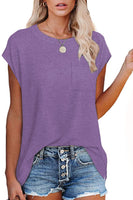 1 x Brand New GOLDPKF 2024 Fashion T-Shirt Women s Simple Shirt Sleeveless Women s Plain Short Sleeves Purple Small - RRP €23.15