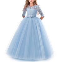 1 x RAW Customer Returns TTYAOVO Girls Pageant Princess Flower Dress Kids Prom Puffy Tulle Ball Gowns Size 130 6-7 Years 378 Blue - RRP €35.59