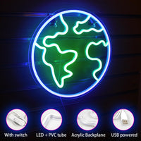 1 x RAW Customer Returns LUCUNSTAR Earth Neon Sign for Wall Decor, Earth Day Neon Light, Earth LED Sign USB Powered for Bedroom, Classroom, Science - RRP €37.3