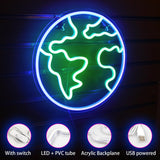 1 x RAW Customer Returns LUCUNSTAR Earth Neon Sign for Wall Decor, Earth Day Neon Light, Earth LED Sign USB Powered for Bedroom, Classroom, Science - RRP €37.3