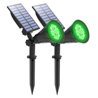 1 x RAW Customer Returns T-SUNUS Solar Garden Spotlight, Solar Lamps for Outdoor Garden, 4 LED Solar Spotlights for Outdoor Use, 2 Light Modes, Waterproof IP65 for Tree Yard Patio Pack of 2 Green  - RRP €32.99