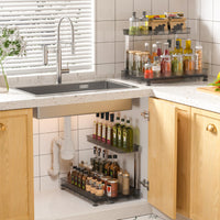 1 x RAW Customer Returns Fowooyeen kitchen cabinet organizer, kitchen organizer with drawers, cupboard organizer kitchen extendable, 2 pack under sink shelf for base cabinet sink cabinet, cleaning supplies organizer in gray - RRP €17.68