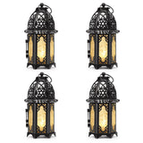 1 x RAW Customer Returns IMAGE 4 Metal Candle Lanterns Candle Holders with Clear Glass Moroccan Decorative Hanging Lantern, 7 x 16 cm, Black - RRP €31.99