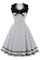 1 x RAW Customer Returns AXOE Women s 60s Polka Dot Retro Vintage Rockabilly Dresses Evening Dresses Elegant for Wedding White Size 42, XL - RRP €38.24