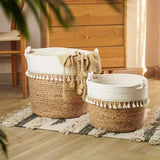 1 x RAW Customer Returns KMERCE 3pcs Plant Basket, Wicker Planter, Indoor and Outdoor Decorative Pots, Seagrass Garden Basket with Handles, Storage Basket, Diameter18cm,22cm,26cm - RRP €32.99