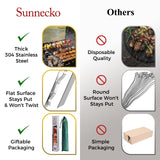 1 x RAW Customer Returns Sunnecko barbecue skewers, shashlik skewers made of stainless steel, barbecue skewers stainless steel long, 8 pieces 43 cm and 4 pieces 36 cm, grill skewer set with basting brush and storage bag for garden camping BBQ - RRP €19.99