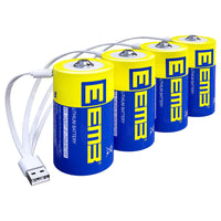 1 x RAW Customer Returns EEMB D Batteries 1.5V Rechargeable D Batteries 5550mWh Rechargeable Lithium D Cell Batteries USB Type C Charging Cable LR20 Replacement Battery for Flashlight - Pack of 4 - RRP €27.99