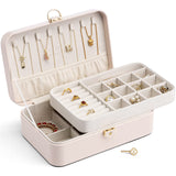 1 x RAW Customer Returns Vlando Jewelry Box Girls Women, Double Layer Jewelry Box, Lockable Jewelry Box, Jewelry Storage Box for Rings Earrings Bracelets Necklaces, Jewelry Case - RRP €24.19