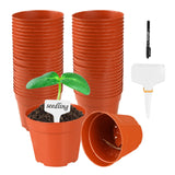 3 x Brand New Lechansen 50pcs 8cm Plastic Plant Seedling Pots Flowerpot Small with 50Pcs Plant Labels for Garden Gardener - RRP €60.27