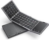 1 x RAW Customer Returns Wireless Keyboard with Sensitive Touchpad, Rechargeable, Portable and Foldable, Dual Bluetooth Keyboard for Laptop Tablet iPad Smart TV, Compatible with Windows, iOS, Mac OS, Android, Gray - RRP €20.4