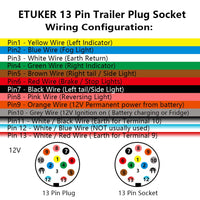 1 x RAW Customer Returns ETUKER 13-pin trailer extension cable, spiral adapter cable with 13-pin plug to 13-pin socket, extension cable for trailer boards, 2.8 m working length - RRP €27.65