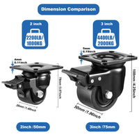 1 x RAW Customer Returns WBD WEIBIDA heavy duty castors 50MM, extra wide 4 castors with brake load capacity 1000KG, durable, quiet and robust nylon furniture castors, transport castors, castors large for furniture, workbenches and industrial - RRP €43.99