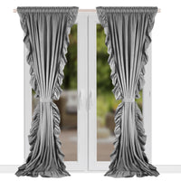 1 x RAW Customer Returns FLYINGCURTAINS - Opaque curtains for living room, bedroom, decorative curtains with ruffle tape, curtain panels with ruffles, velvet curtain, 160 x 250 cm light grey  - RRP €40.24