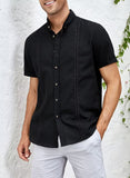 1 x RAW Customer Returns JMIERR Linen Men s Casual Shirt Short Sleeve Shirts Cotton Regular Fit Shirts Black 3XL - RRP €24.0