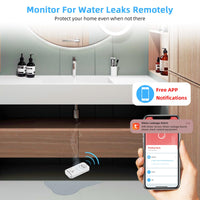 1 x RAW Customer Returns Water detector WLAN 2.4 G WiFi , 90 dB water sensor alarm and app alarm, wireless water alarm, WiFi water detector water alarm for pipes, bedroom, kitchen, bathroom, basement 5-pack  - RRP €75.99