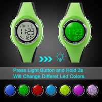 1 x RAW Customer Returns GUUMUXIN Children s Watch, 7 Colors Children s Watch Boys Girls, Wrist Watch Children, 50 M Waterproof Sports Outdoor Digital Watch Children, Wrist Watch for Junior Teenager Kids Watch Green  - RRP €17.99