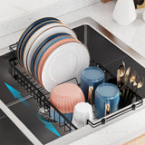 1 x RAW Customer Returns iSPECLE Sink Dish Drying Rack - 3 Sizes Adjustable Dish Rack 16.9 , 18.7 , 20.4 - Over the Sink, In the Sink or on the Counter, Metal, Black - RRP €14.11