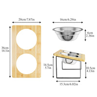 12 x Brand New Raised cat bowl Cat 15 inclined bamboo cat bowl, suitable for feeding water and food, suitable for cat and small dog stainless steel feeding bowl - RRP €244.8