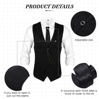 1 x RAW Customer Returns Blulu 1920s Men s Gatsby Costume Accessories Set 1920s Men s Costume Gangster Costume Accessories Vest Newsboy Hat Pocket Watch Bow Tie L  - RRP €41.98