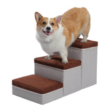 1 x RAW Customer Returns PETEPELA Dog Stairs with 3 Storage Boxes, Foldable Pet Non-Slip Safety Ladder for Cats Dogs, 3 Pet Storage Levels Foldable Pet Stairs Brown - RRP €37.79