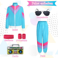 5 x RAW Customer Returns 90s 80s Outfit Girls Boys Jogging Suit Children Retro Tracksuit Costume Jacket Pants Suit Clothing New Kids Costume with Wrist Strap Radio Sunglasses for Carnival VL008XXL - RRP €244.95