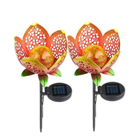 1 x RAW Customer Returns ALLOMN Solar Lights Outdoor Garden, 2 Pcs Outdoor Path Decorative Lamp Lights Solar Landscape Lights Waterproof Path Lawn Yard Garden Lamps Pretty Floral Patterns Hollow Flowers, 2 PCS  - RRP €27.98