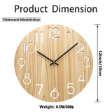 1 x RAW Customer Returns Vihimi 12 Inch Wooden Wall Clock, Maple Wood Grain Clock, Non Ticking Silent Quartz Decorative Clock, Simple Large Number Round Clock - RRP €27.27