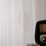 1 x RAW Customer Returns MIULEE Modern Living Room Curtains with Leaf Embroidery, Translucent Bedroom Curtains 2 Pieces with Eyelets, Decorative Curtains for Bedroom Windows 2X W 140 x L 215 cm, White Leaves  - RRP €30.74