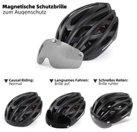 1 x RAW Customer Returns Shinmax Bicycle Helmet Men Women Bicycle Helmet with Visor Magnetic Removable Goggles Bicycle Helmets with Light Adult Cycling Helmet City Helmet Adjustable Breathable Safety Protection MTB Helmet - RRP €43.99