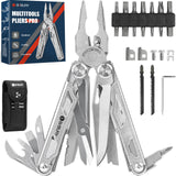 1 x RAW Customer Returns BIBURY Multitools, Multi Tool Foldable Pliers with Improved Scissors and Screwdriver, Stainless Steel with Nylon Bag, Ideal for Outdoor, Hiking Gift for Dad Men Christmas Gifts - RRP €68.84