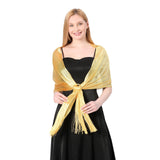 1 x Brand New GIBZ Women s Tulle Shawl Sequins Tassel Scarf Breathable Evening Dresses Stole with Buckle for Formal Occasion, Yellow - RRP €22.8