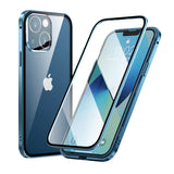 1 x RAW Customer Returns MIMGOAL 360 Degree Case for iPhone 13, Magnetic Adsorption Metal Frame Full Body Protective Case, Front Back Tempered Glass Transparent Full Case Thin Cell Phone Case, Blue - RRP €18.98