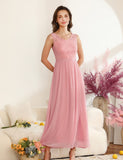 1 x RAW Customer Returns DRESSTELLS Women s Ball Gown Maxi Long Evening Dresses Chiffon Lace Bridesmaid Dresses Floor Length Cocktail Dress Confirmation Dress Blush L - RRP €62.99