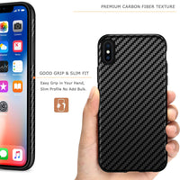 1 x RAW Customer Returns Tasikar iPhone X Case iPhone XS Case Carbon Leather Soft Protective Case Compatible with iPhone XS and iPhone X Black  - RRP €13.44