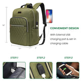 1 x RAW Customer Returns Modoker 15.6 inch Laptop Backpack for Women, Bookbag Teacher Backpack Travel Backpack with USB Charging Port Backpack Purse for Women, Deep Green - RRP €36.07