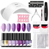 12 x Brand New ROSALIND semi-permanent nail kit UV LED Nail Lamp 36w, Complete Semi-permanent Nail Polish Kit Professional Gel 6 Colors and Mini 1x Base 1 x Top Coat Gel Manicure Pedicure Kit - RRP €297.36