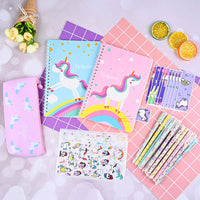 1 x RAW Customer Returns Faburo Unicorn Stationery, 20pcs Unicorn Pens, Cute Gift, 1 Notebook for School Supplies, 6pcs Stickers Gift Birthday Kids Girls - RRP €16.8