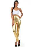 1 x RAW Customer Returns Sakkas 2616 Shiny Liquid Metallic High Waist Stretch Leggings - Gold - M - RRP €36.29