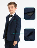 1 x RAW Customer Returns Mint Green Kids Suit Set Boys Wedding Outfit Party Formal Pageboy Tuxedo Dark Navy 128-134 Day 8 - RRP €79.9