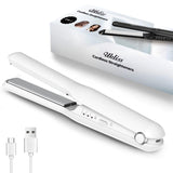 1 x RAW Customer Returns Cordless hair straightener curls and straightens 2 in 1, mini hair straightener, negative ion technology, rechargeable portable USB hair straightener with 3 temperatures, ideal for men, women - RRP €39.99