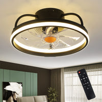 1 x RAW Customer Returns Mpayel Ceiling Fans with Lights and Remote Control, Enclosed Bladeless Ceiling Fans, 38cm Low Profile Ceiling Fan with Stepless Dimmable Lighting for Bedroom Kitchen - RRP €92.99