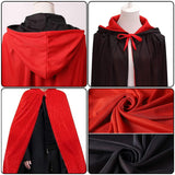 1 x RAW Customer Returns Halloween Cape with Hood, Halloween Costume Children, Black and Red Double-Sided Vampire Coats Costumes Capes Hooded Cape for Devil Pirate Demon for Halloween Party Carnival 140 cm  - RRP €11.09