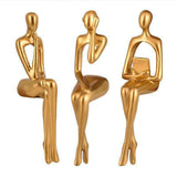 1 x Brand New XYQXYQ Sitting Figurine, Abstract Thinking Person Sculpture Sitting on Bookshelf, Golden Figurine Decoration, Resin Collectible Sculpture for Home and Office Black-A  - RRP €19.2