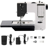 2 x RAW Customer Returns Mini sewing machine piqueuse high performance with 38 integrated stitches, sewing machine with extendable work table, dual speed, reverse sewing, mechanical sewing machine for advanced users 34 22 28 cm - RRP €215.16